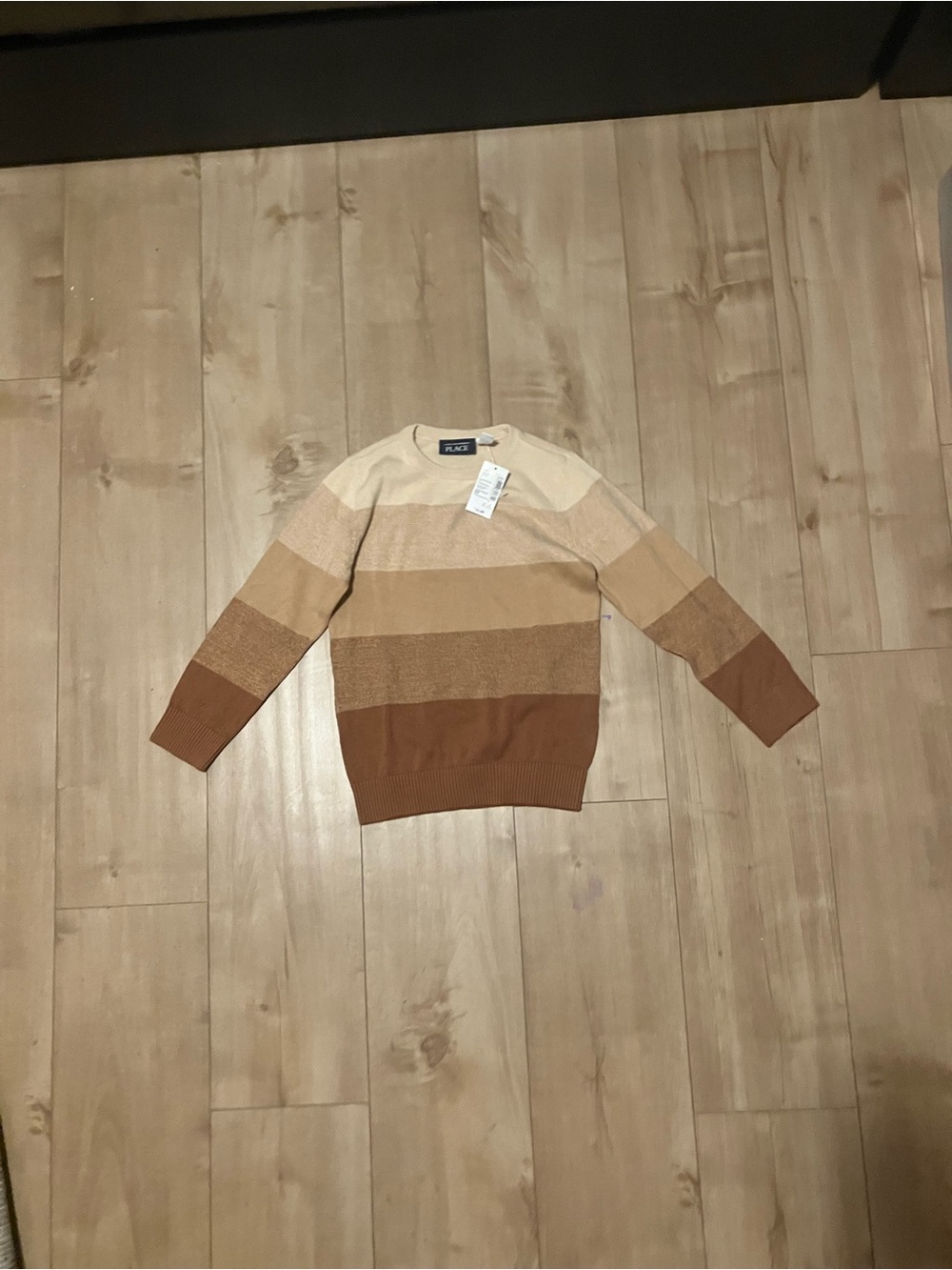 The Children's Place Cream Tan Brown Striped Knit Sweater